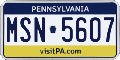PA license plate MSN5607