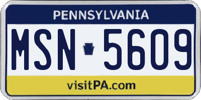 PA license plate MSN5609