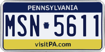 PA license plate MSN5611