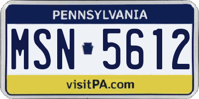 PA license plate MSN5612