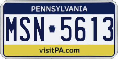 PA license plate MSN5613
