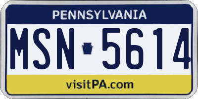 PA license plate MSN5614