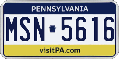PA license plate MSN5616