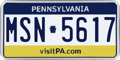 PA license plate MSN5617