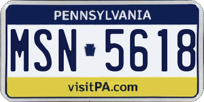 PA license plate MSN5618