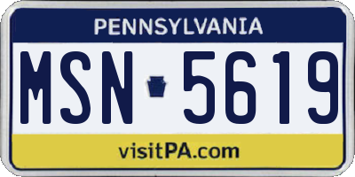 PA license plate MSN5619