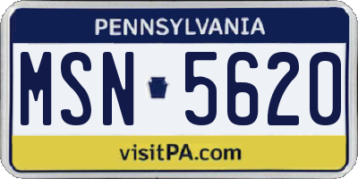 PA license plate MSN5620
