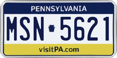 PA license plate MSN5621