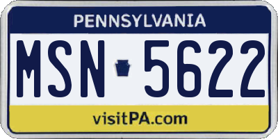 PA license plate MSN5622