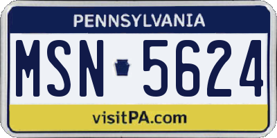 PA license plate MSN5624