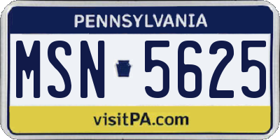 PA license plate MSN5625