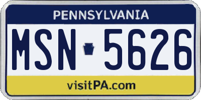 PA license plate MSN5626