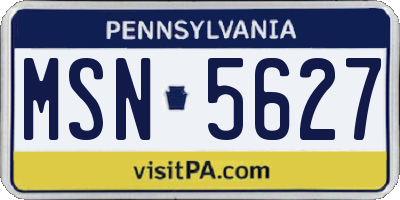 PA license plate MSN5627