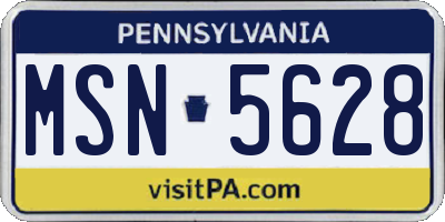 PA license plate MSN5628