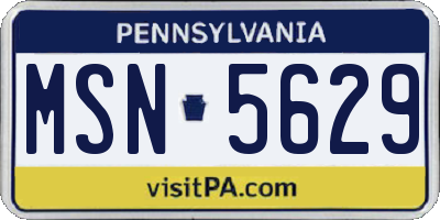PA license plate MSN5629