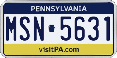 PA license plate MSN5631