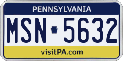 PA license plate MSN5632