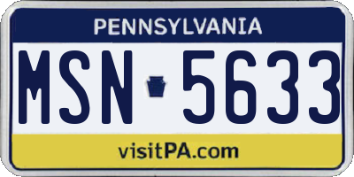 PA license plate MSN5633