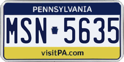 PA license plate MSN5635