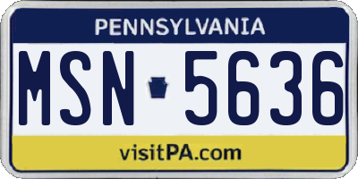 PA license plate MSN5636