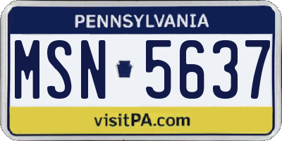 PA license plate MSN5637