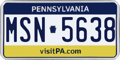 PA license plate MSN5638