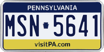 PA license plate MSN5641