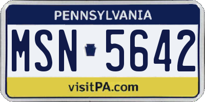 PA license plate MSN5642
