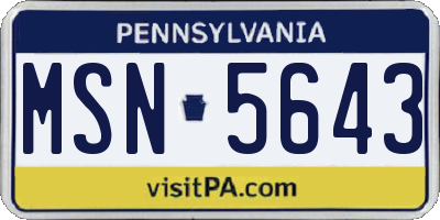 PA license plate MSN5643