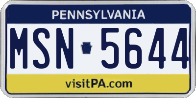 PA license plate MSN5644