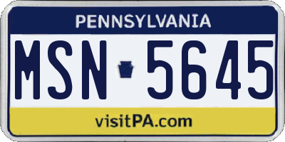 PA license plate MSN5645