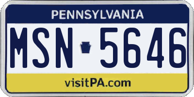 PA license plate MSN5646