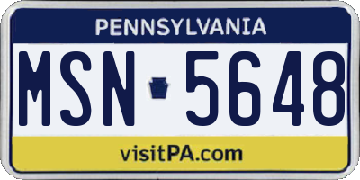 PA license plate MSN5648