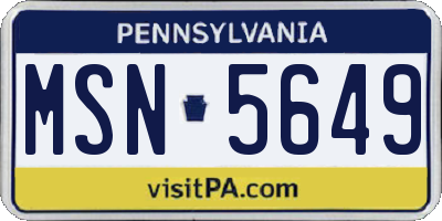 PA license plate MSN5649