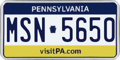PA license plate MSN5650
