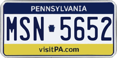 PA license plate MSN5652