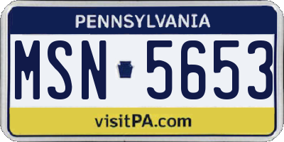 PA license plate MSN5653