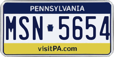 PA license plate MSN5654