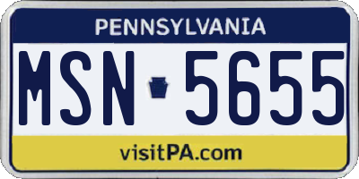 PA license plate MSN5655