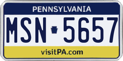 PA license plate MSN5657