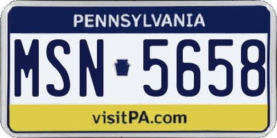 PA license plate MSN5658