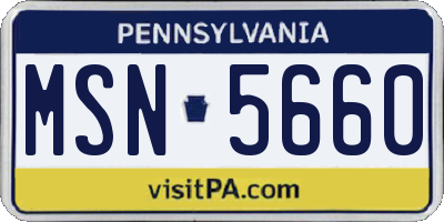 PA license plate MSN5660