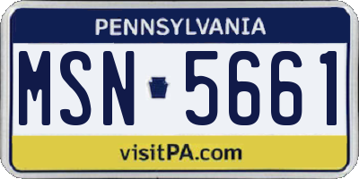 PA license plate MSN5661