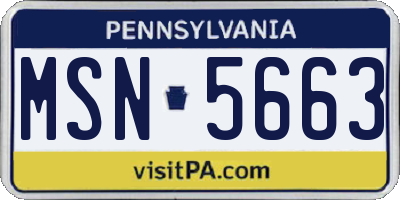 PA license plate MSN5663