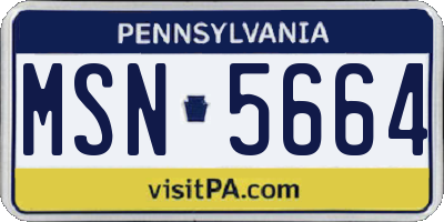 PA license plate MSN5664