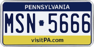 PA license plate MSN5666