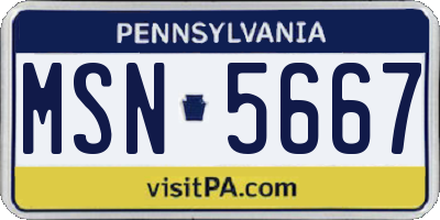 PA license plate MSN5667