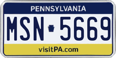 PA license plate MSN5669
