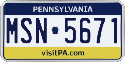 PA license plate MSN5671