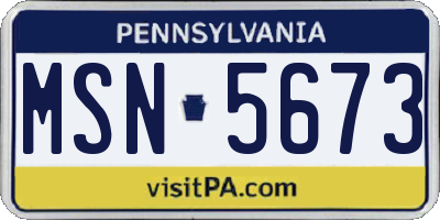 PA license plate MSN5673